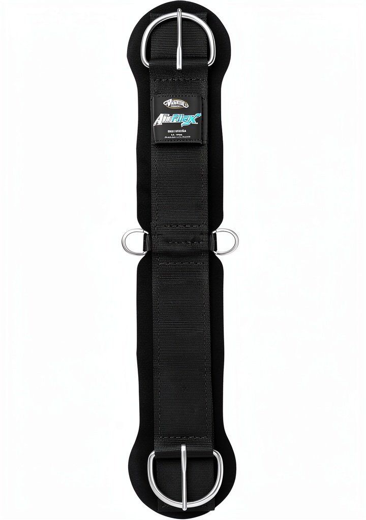 Rider adjusting the black Weaver Leather girth on a horse