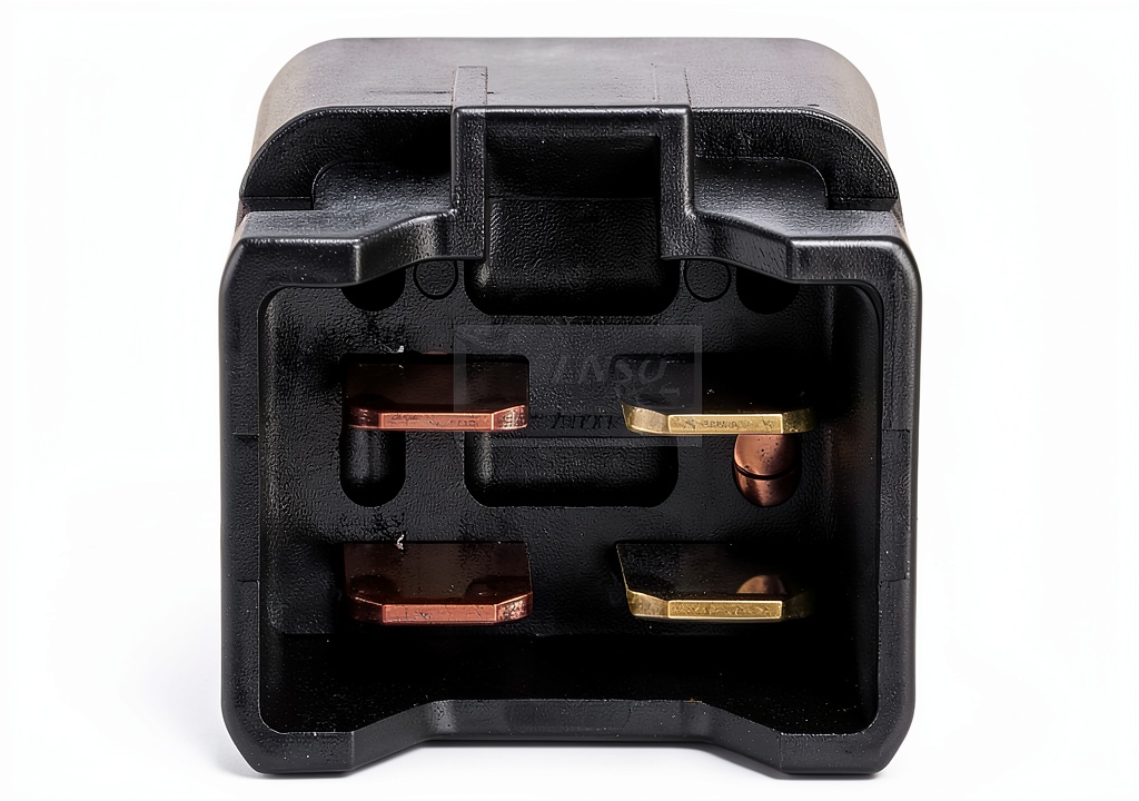 Denso 567-0055 relay mounted on a DIN rail in a vehicle control panel