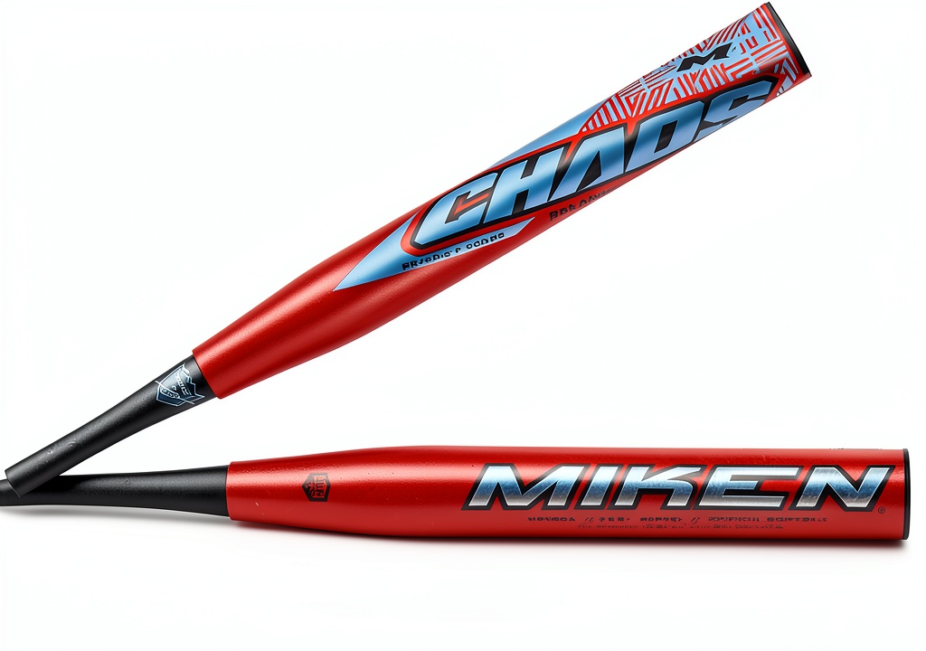 Adult player swinging Miken slowpitch softball bat on a field