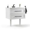 Bathroom Vanity IRONCK 30" Mounted Ceramic Sink Tip-Out Drawer White-6
