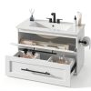 Bathroom Vanity IRONCK 30" Mounted Ceramic Sink Tip-Out Drawer White-2