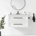Bathroom Vanity IRONCK 30" Mounted Ceramic Sink Tip-Out Drawer White-0