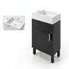 Bathroom Vanity YITAHOME 16 Inch Black Freestanding Soft‑Close-1