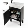 Bathroom Vanity YITAHOME 16 Inch Black Freestanding Soft‑Close-3
