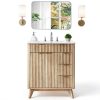 Bathroom Vanity T4TREAM 30" Fluted Cabinet with Ceramic Sink Oak-7