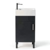 Bathroom Vanity YITAHOME 16 Inch Black Freestanding Soft‑Close-0