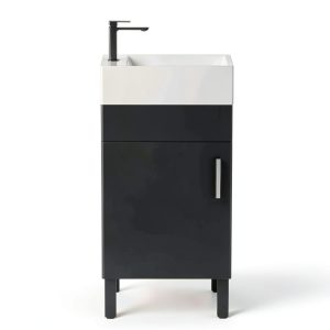 Bathroom Vanity YITAHOME 16 Inch Black Freestanding Soft‑Close-0