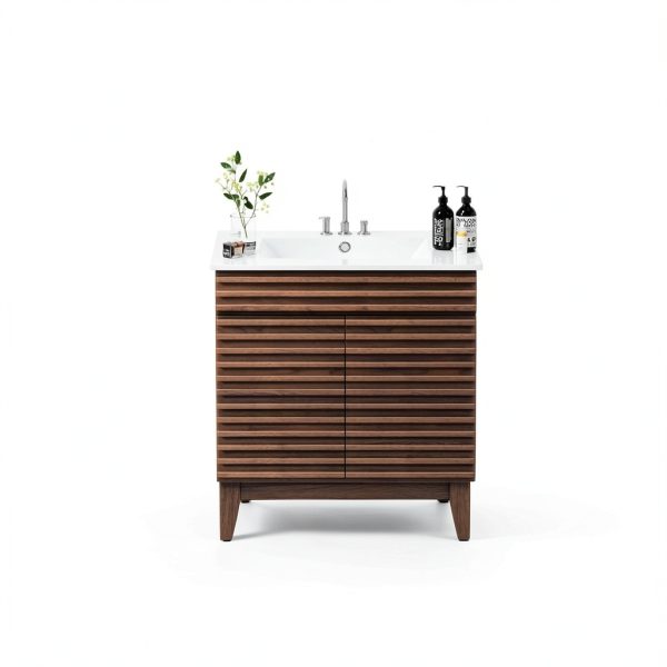 Bathroom Vanity APRILSOUL 30" Walnut Ceramic Sink Mid-Century-4