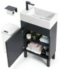 Bathroom Vanity YITAHOME 16 Inch Black Freestanding Soft‑Close-2