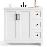 Bathroom Vanity IRONCK 36" White Freestanding with Soft Close Doors-0