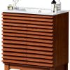 Bathroom Vanity APRILSOUL 30" Walnut Ceramic Sink Mid-Century-0
