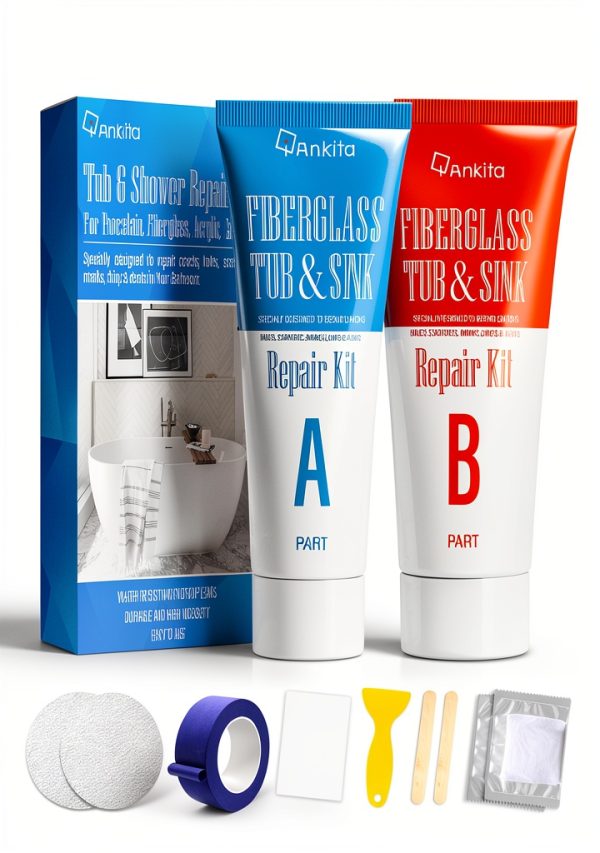 Tub Repair Kit White Ankita Bathroom Paste for Enamel Fiberglass-0