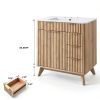 Bathroom Vanity T4TREAM 30" Fluted Cabinet with Ceramic Sink Oak-1