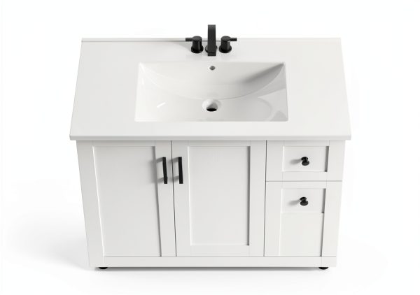 Bathroom Vanity IRONCK 36" White Freestanding with Soft Close Doors-3